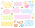 Cute text bubbles with puppy, cat, flowers for cartoon, comic, chatting, dialogue, masking tape, stickers Royalty Free Stock Photo