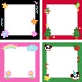 Colourful frame set with panda, teddy bear, Christmas tree, rainbow, candy cane for festive decoration Royalty Free Stock Photo