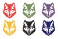 Flat color vector silhouette image of wolf head. Royalty Free Stock Photo