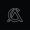 Initials CA, art line logo design vector template. Royalty Free Stock Photo