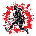 Gaelic Football Female Player Sport Action Cartoon Graphic Vector Royalty Free Stock Photo
