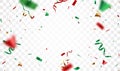 Red and green confetti celebration banner, christmas decoration background Royalty Free Stock Photo