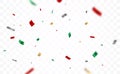 Red and green confetti celebration banner, christmas decoration background Royalty Free Stock Photo