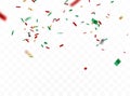 Red and green confetti celebration banner, christmas decoration background Royalty Free Stock Photo