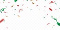 Red and green confetti celebration banner, christmas decoration background Royalty Free Stock Photo