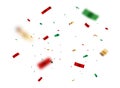 Red and green confetti celebration banner, christmas decoration background Royalty Free Stock Photo