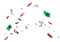 Red and green confetti celebration banner, christmas decoration background Royalty Free Stock Photo