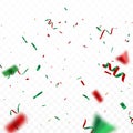 Red and green confetti celebration banner, christmas decoration background Royalty Free Stock Photo