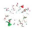 Red and green confetti celebration banner, christmas decoration background Royalty Free Stock Photo