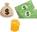 Dollars, Stock Market Flat Icons Royalty Free Stock Photo