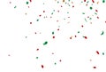 Red and green confetti celebration banner, christmas decoration background Royalty Free Stock Photo