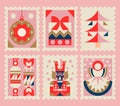 6 retro Christmas stamps Royalty Free Stock Photo