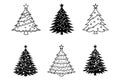 Christmas tree vector set for festive designs Royalty Free Stock Photo