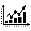 Business data growth chart visualizing progress with bar and line graphs Royalty Free Stock Photo