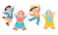 Illustration of happy Muslim children jumping high Royalty Free Stock Photo
