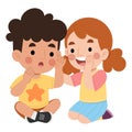 Illustration of whispering kids telling secrets Royalty Free Stock Photo