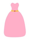 Beautiful fairy tale princess pink dress. Vector Flat Illustration. Royalty Free Stock Photo