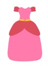 Beautiful princess pink dress. Vector Flat Illustration. Royalty Free Stock Photo