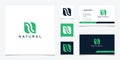 Letter N natural leaf green flower logo design inspiration Royalty Free Stock Photo