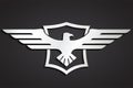 3d silver heraldry shield eagle logo Royalty Free Stock Photo