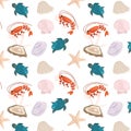 sea seafood shrimps shrimp turtle shell pearl star pattern seeamless background texture eps ai png jpeg Royalty Free Stock Photo