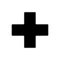 Medical cross icon. Black cross symbol on white background. Vector illustration. Royalty Free Stock Photo