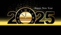 Happy New Year golden and black template, Premium Greeting card template 2025. Royalty Free Stock Photo