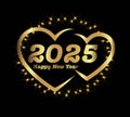golden Happy New Year luxurious Template 2025. golden love Greeting 2025. Royalty Free Stock Photo