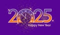 Happy New Year 2025 purple design. creative New Year luxurious Template 2025. Royalty Free Stock Photo