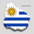 Uruguay 3D Flag Map on Neutral Grey Background Royalty Free Stock Photo