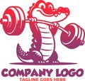 Cute Crocodille Heavy Lifting Cartoon Logo Royalty Free Stock Photo