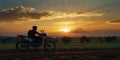 RIDER'S SUNSET JOURNEY ON THE AFTERNOON Royalty Free Stock Photo