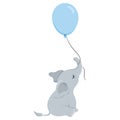 Baby Elephant And Blue Balloon Royalty Free Stock Photo