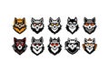 Wolf Head, icon, majestic logo style vector art illustration Royalty Free Stock Photo