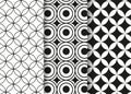 Line art Chinese pattern set. Black and white geometric outline pattern Royalty Free Stock Photo