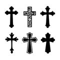 A vector silhouette image set of Christian crosses showcases diverse designs Royalty Free Stock Photo