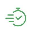 Time icon. Fast time vector icon. Outline clock icon on a white background. Royalty Free Stock Photo