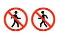 Pedestrian prohibition sign vector. don\'t walk icon. No walk icon set. Royalty Free Stock Photo