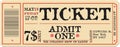 Ticket. Simple ticket on beige background. Ticket for circus, show, concert. Vector illustration Royalty Free Stock Photo