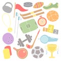 Sport icons. Doodle sport illustration. Background with sports icons. Royalty Free Stock Photo