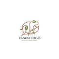logo design minimalist brain and leaf icon vector inspiration Royalty Free Stock Photo