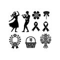 May Day Icons Silhouette Vector Artwork Royalty Free Stock Photo
