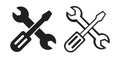 Pliers and screwdriver icon on transparent background. Royalty Free Stock Photo