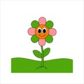 Cartoon Flower Standing in a Meadow Vector Icon Royalty Free Stock Photo