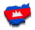 3d map of Cambodia with flag Royalty Free Stock Photo