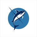 Tuna and Fishing Hooks Silhouette for T-Shirt design Royalty Free Stock Photo
