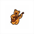 Cartoon Style Bear Playing Banjo Vector illustration Royalty Free Stock Photo