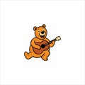 Happy Bear with Banjo Vector Art on White background Royalty Free Stock Photo