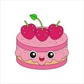 Cartoon Cake with Cherries Vector art Royalty Free Stock Photo