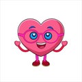 Colorful Cartoon Heart with Blue Eyes and Glasses design Royalty Free Stock Photo
